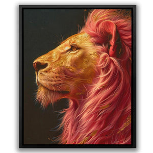 a painting of a lion with red hair