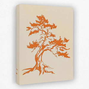 a painting of a tree with orange leaves