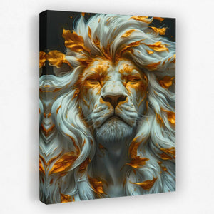 a painting of a lion's face on a white background