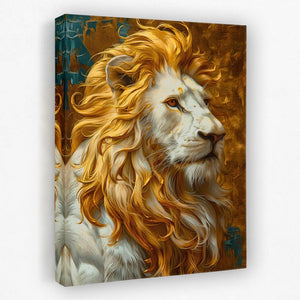 a painting of a white lion with long hair