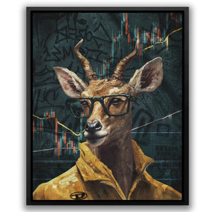 a painting of a deer wearing glasses