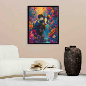 a painting of a bear in a living room