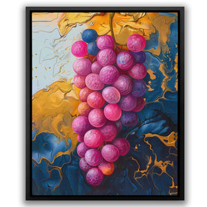 a painting of a bunch of grapes hanging on a wall