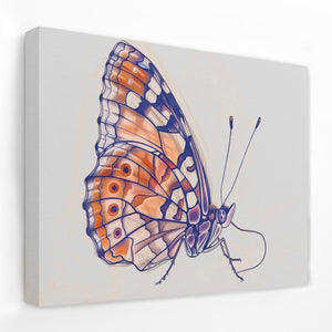 a painting of a butterfly on a white wall