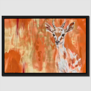 a painting of a deer in a frame