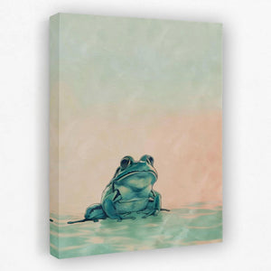 a painting of a frog sitting in the water