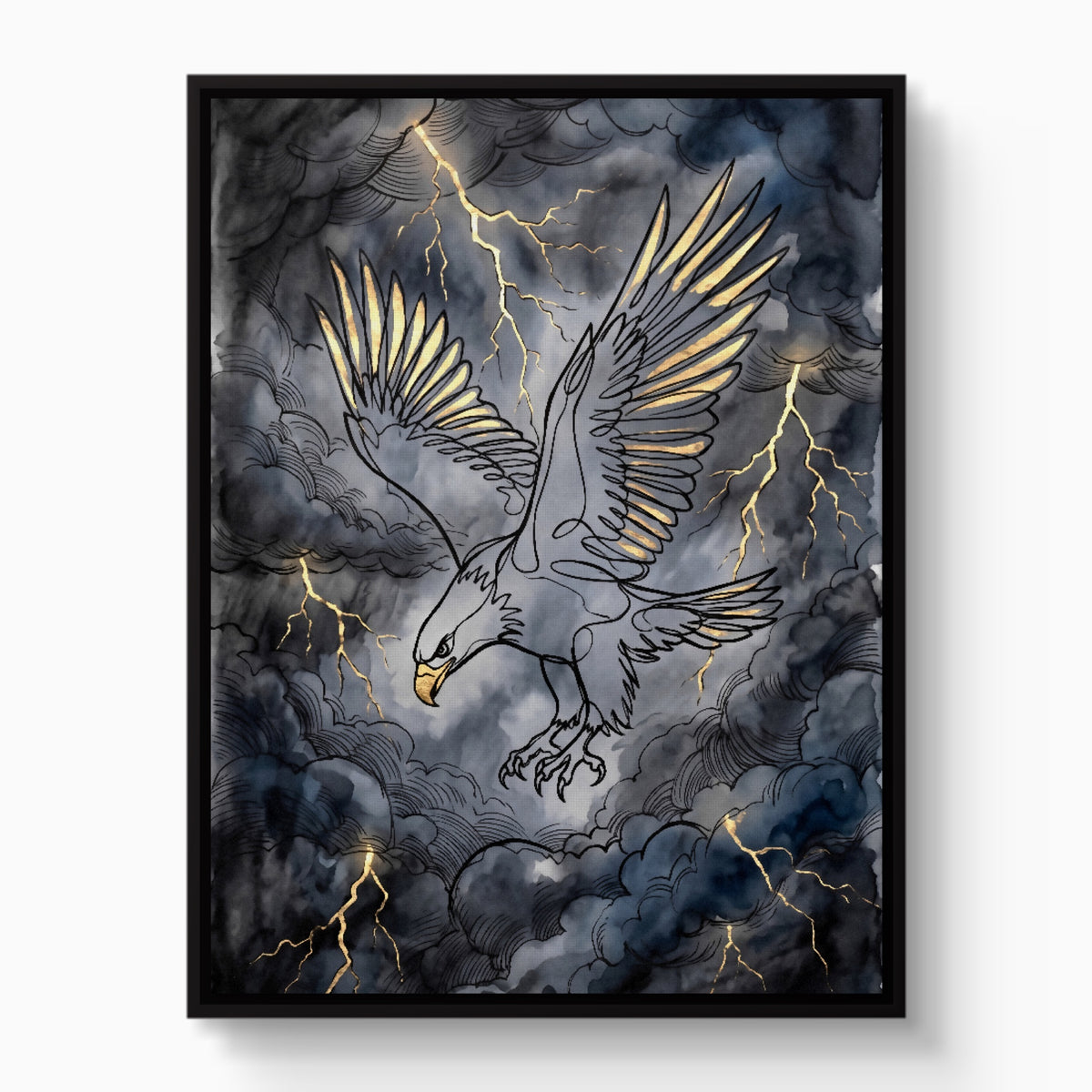 Eagle Golden Storm — eagle golden storm white studio framed black