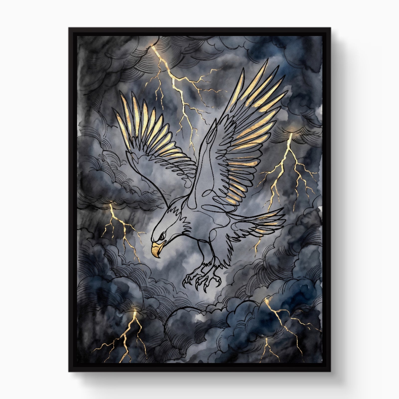 Eagle Golden Storm — eagle golden storm white studio framed black