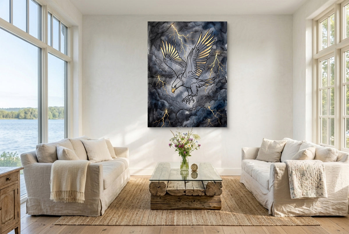 Eagle Golden Storm — eagle golden storm living room with couches 1port flush print