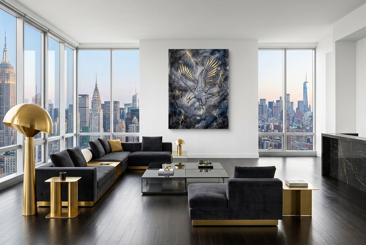 Eagle Golden Storm — eagle golden storm modern living room interior 4 1port flush print