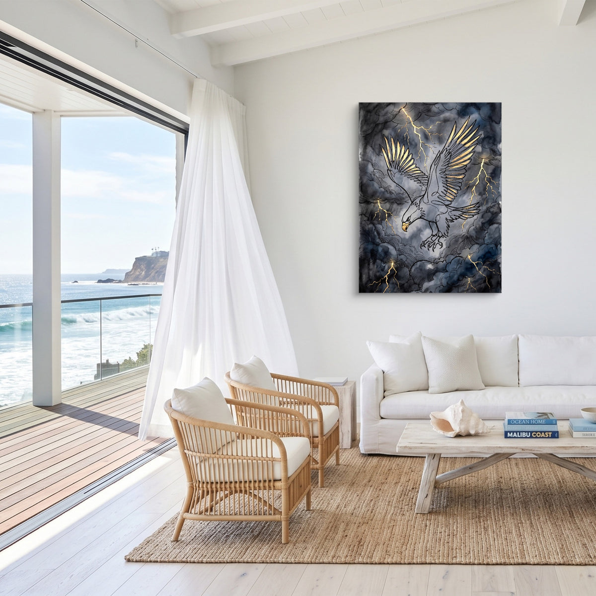 Eagle Golden Storm — eagle golden storm sq malibu beach 1port flush print