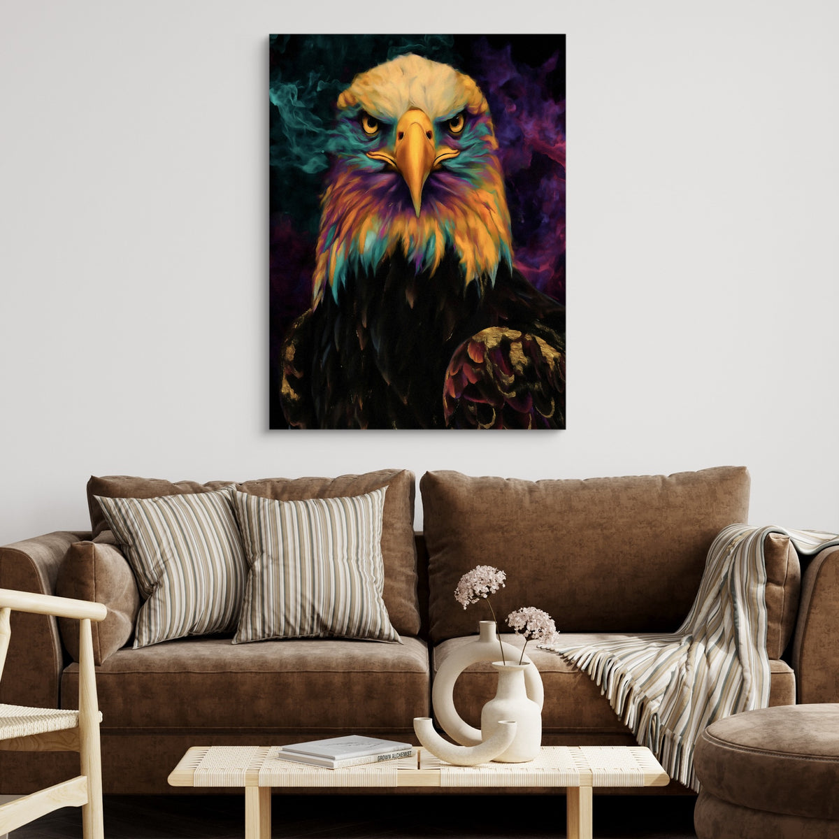 Eagle Jewel Tones — eagle jewel tones sq brown couch 1port flush print