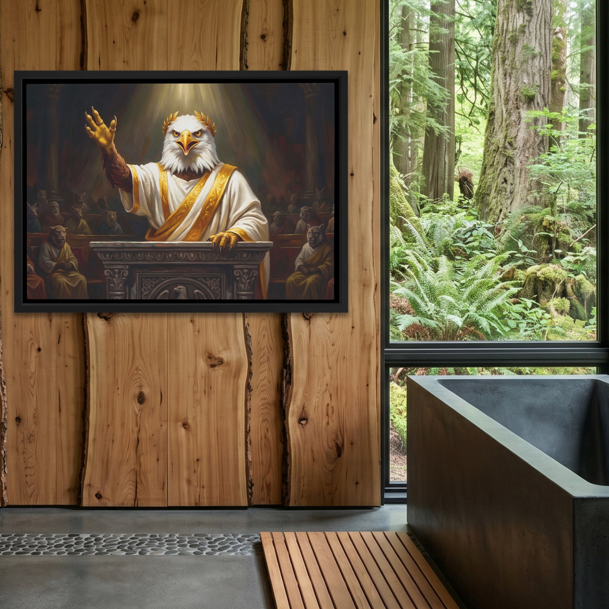 Eagle Senator Triumphant — Eagle Senator Triumphant Outdoor Bathroom Log Land 153