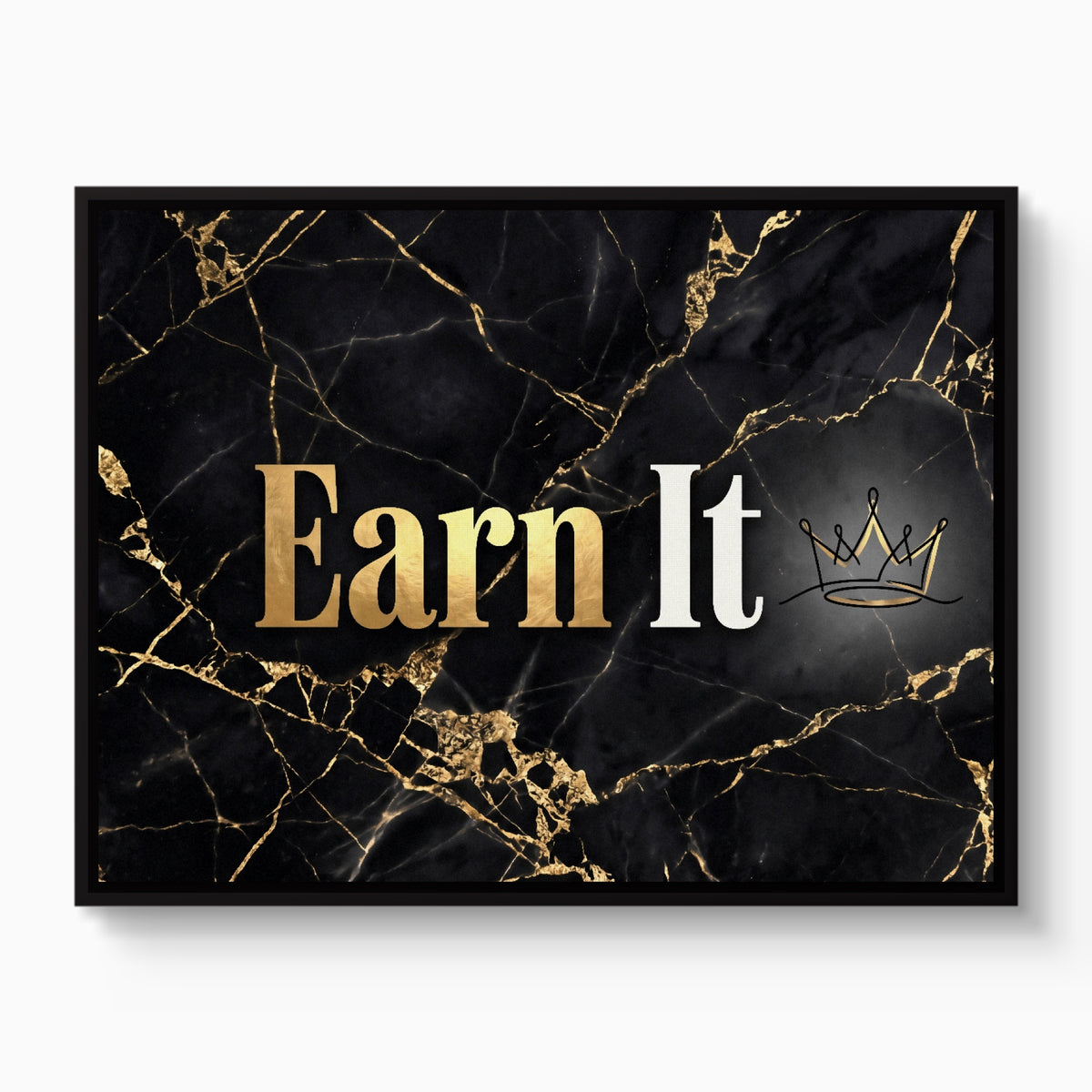 Earn It Golden Marble — earn it golden marble white studio framed black