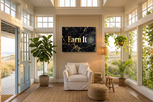Earn It Golden Marble — earn it golden marble living room with plants 1land flush print