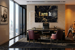 Earn It Golden Marble — earn it golden marble office with desk and chairs 2 1land flush print