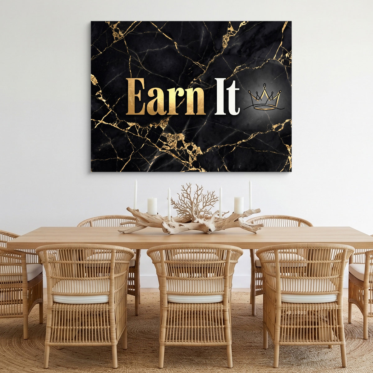 Earn It Golden Marble — earn it golden marble sq cozy dining room 1land flush print