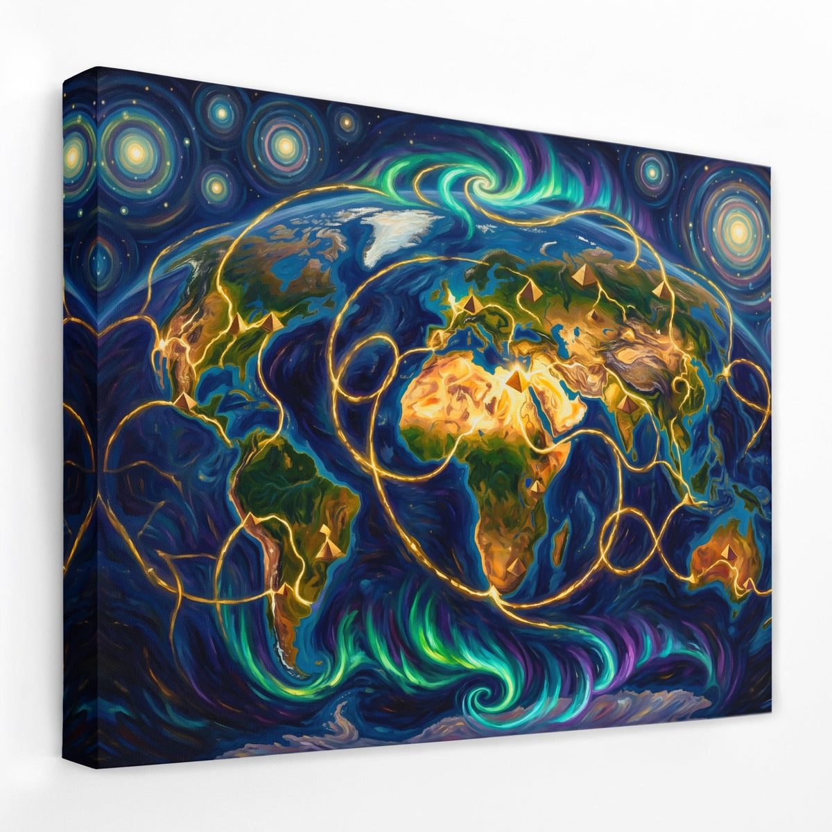 Earth Cosmic Lay Lines canvas wall art, room view