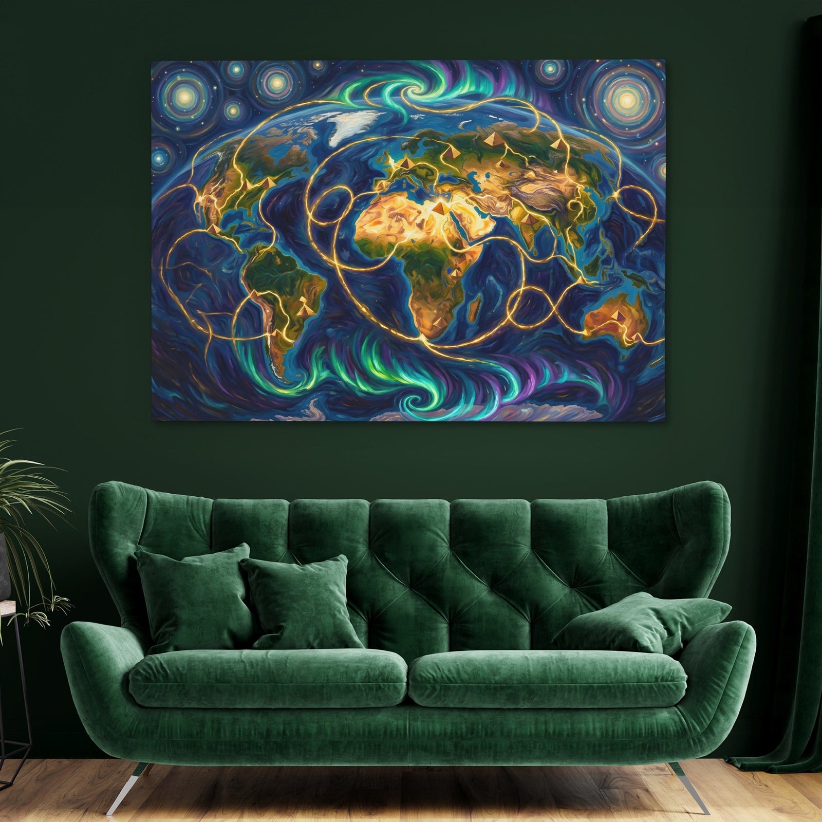 Earth Cosmic Lay Lines canvas wall art
