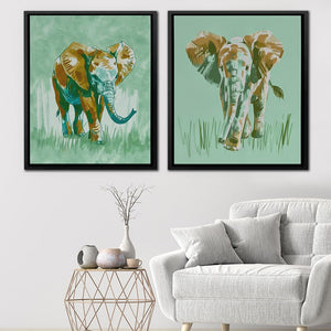 Earthy Tones Elephant Pair - Luxury Wall Art