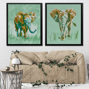 Earthy Tones Elephant Pair - Luxury Wall Art