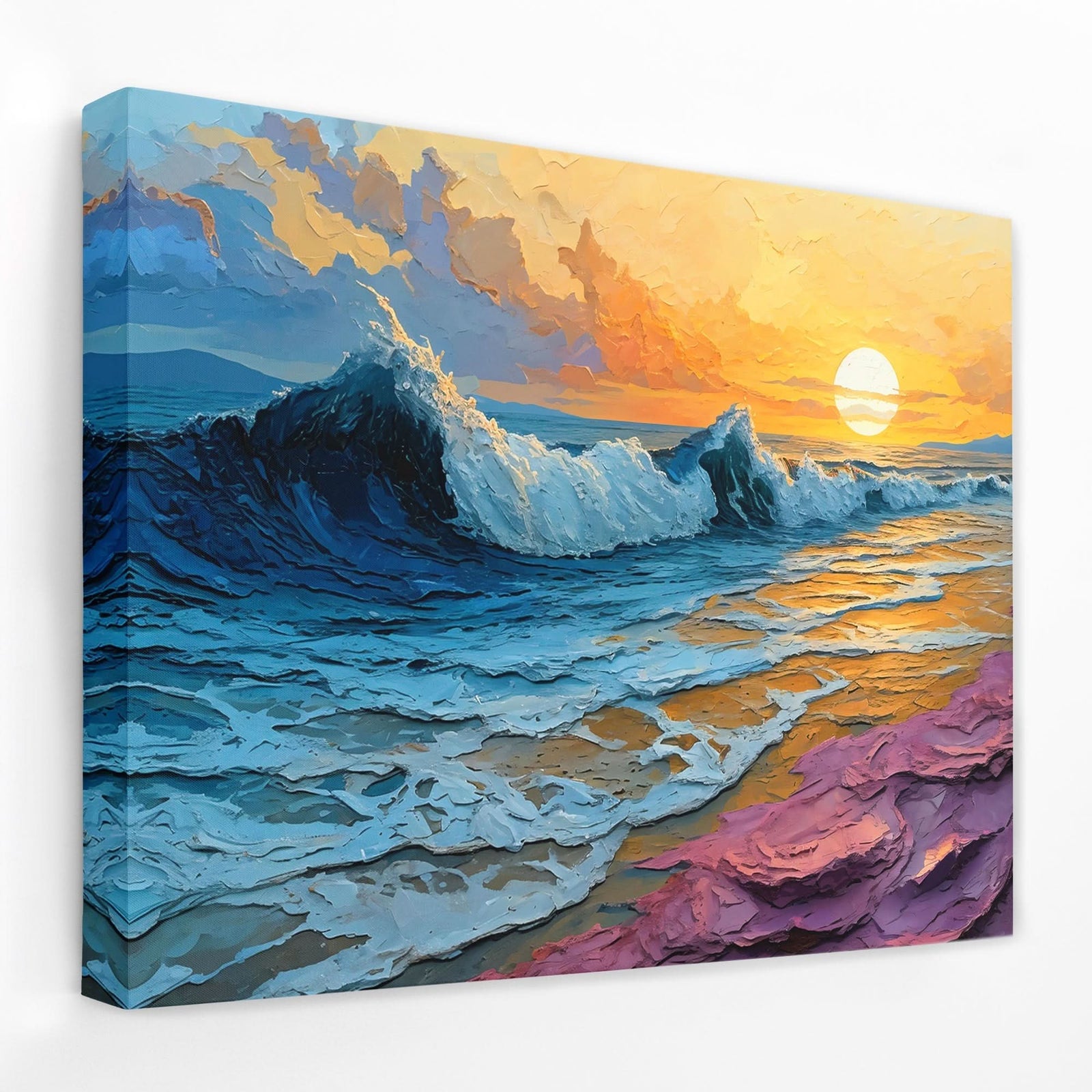 Eclipsing Sun Seascape - Beach Canvas Wall Art