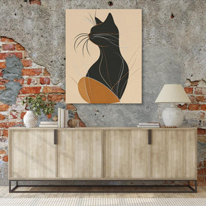 Figurative Feline Elegant Cat Art - Luxury Wall Art 