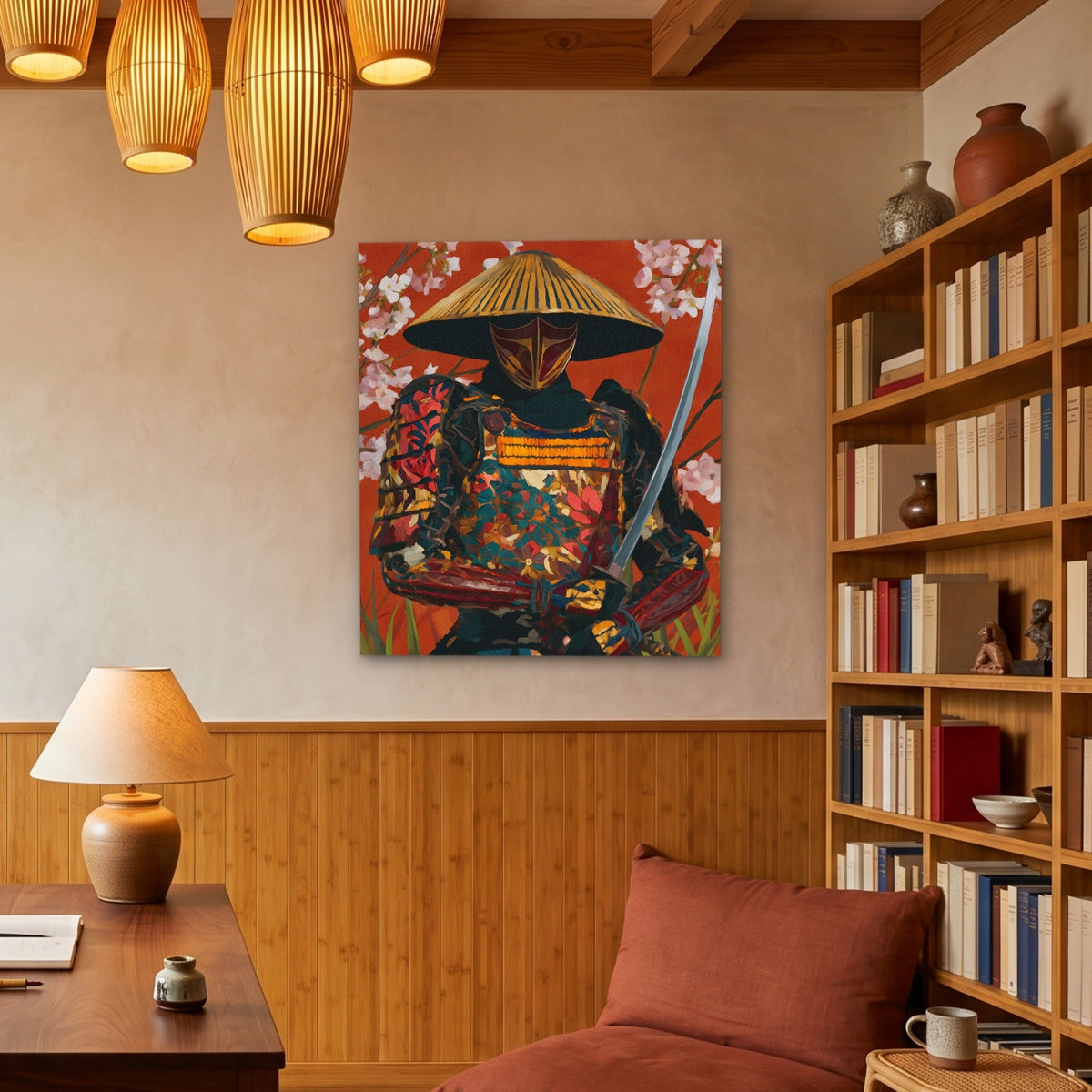 Edo Warrior Crimson - Luxury Wall Art