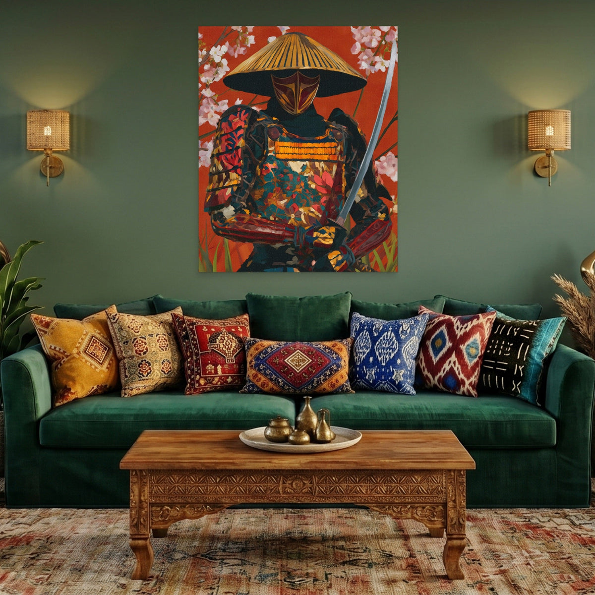 Edo Warrior Crimson - Luxury Wall Art