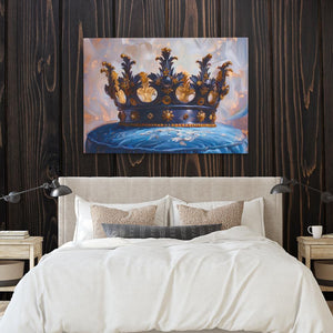 a painting of a crown on top of a bed