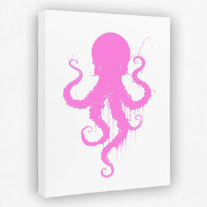 Pink Dancing Octopus: Whimsical Marine Canvas Art - Luxury Wall Art 