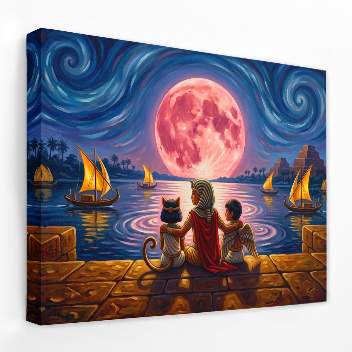 Egypt Midnight Moon canvas wall art, room view