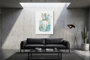 Egyptian Cat Golden Lotus — egyptian cat golden lotus modern minimalist living room 1port flush print