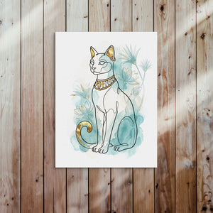 Egyptian Cat Golden Lotus — egyptian cat golden lotus sq bed 2 wood panel 1port flush print