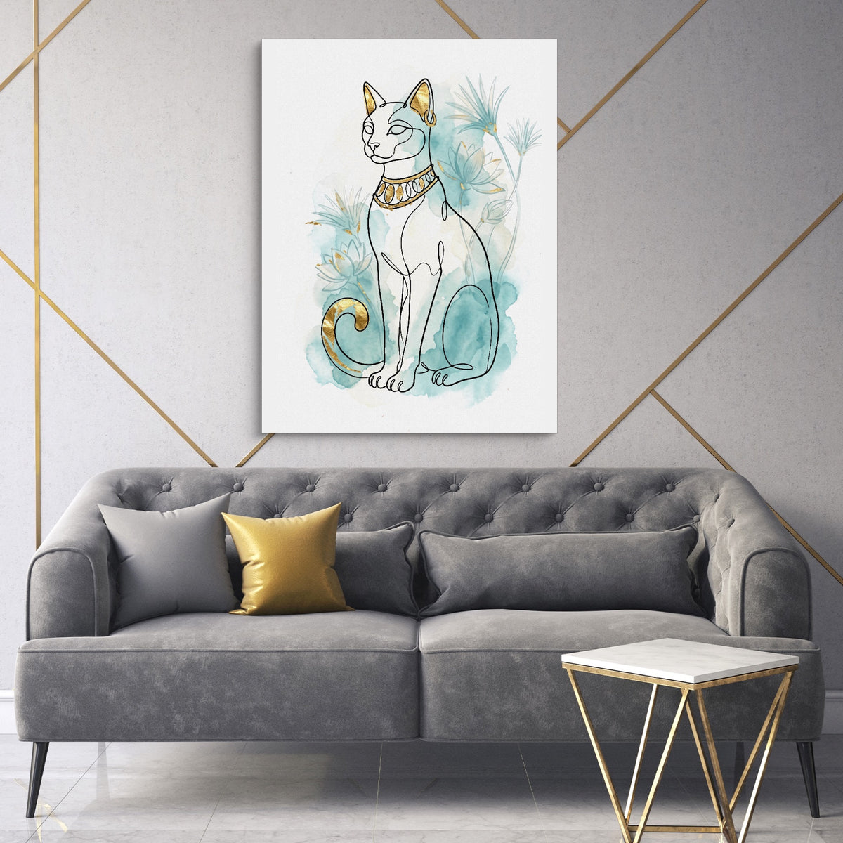 Egyptian Cat Golden Lotus — egyptian cat golden lotus sq high fashion 1port flush print