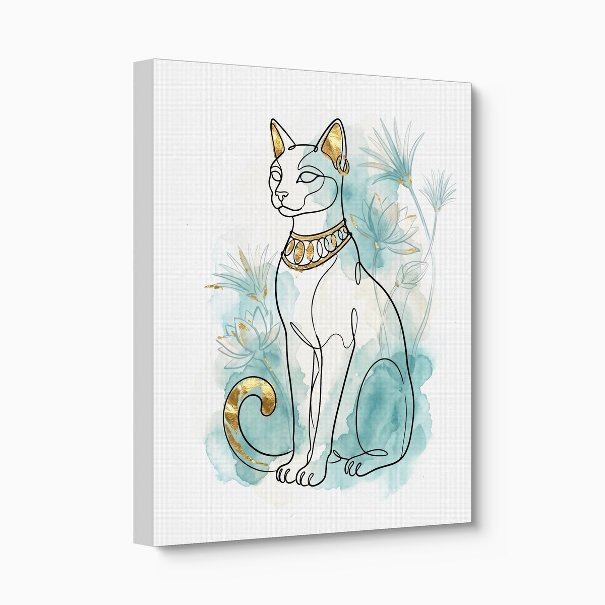 Egyptian Cat Golden Lotus — egyptian cat golden lotus angled flush print