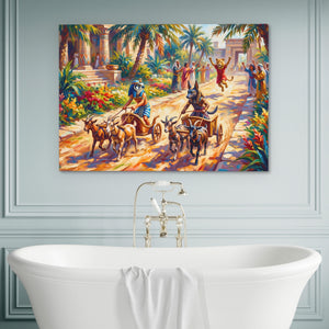 Egyptian Chariot Race canvas wall art, room view