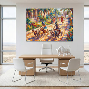 Egyptian Chariot Race canvas wall art, room view