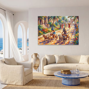 Egyptian Chariot Race canvas wall art, room view
