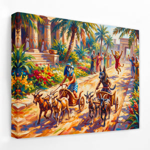 Egyptian Chariot Race canvas wall art, room view