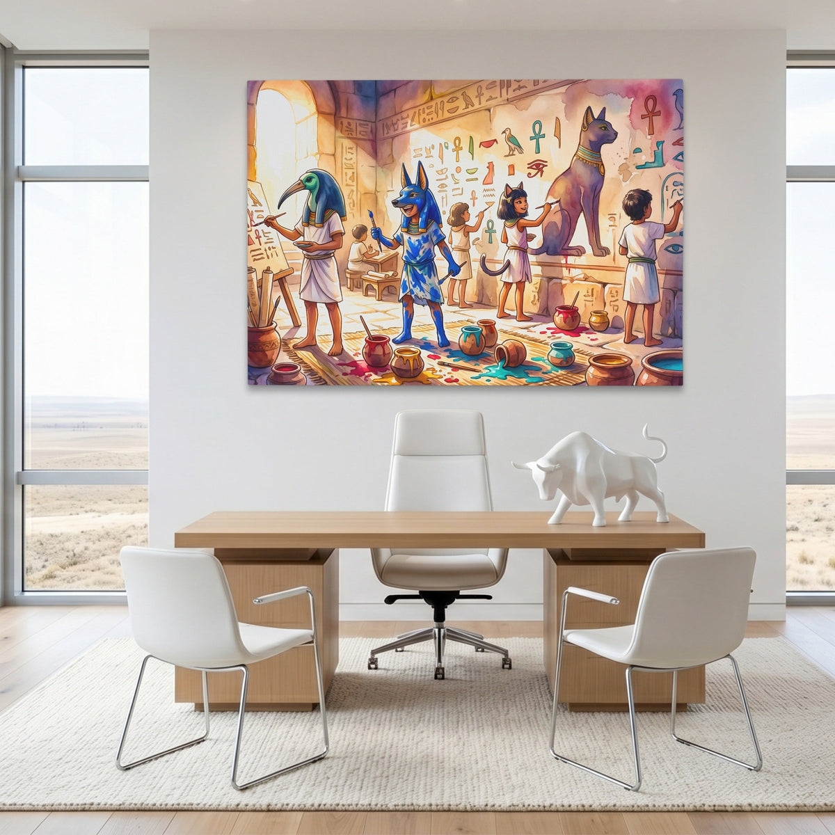 Egyptian Gods Workshop canvas wall art, room view