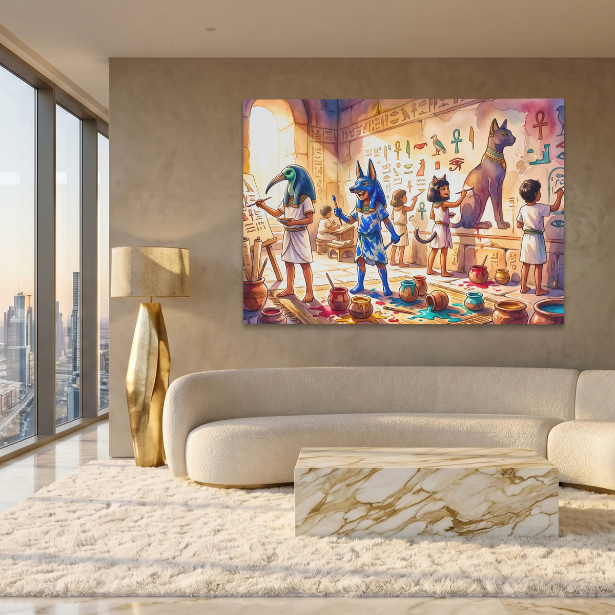 Egyptian Gods Workshop canvas wall art, room view