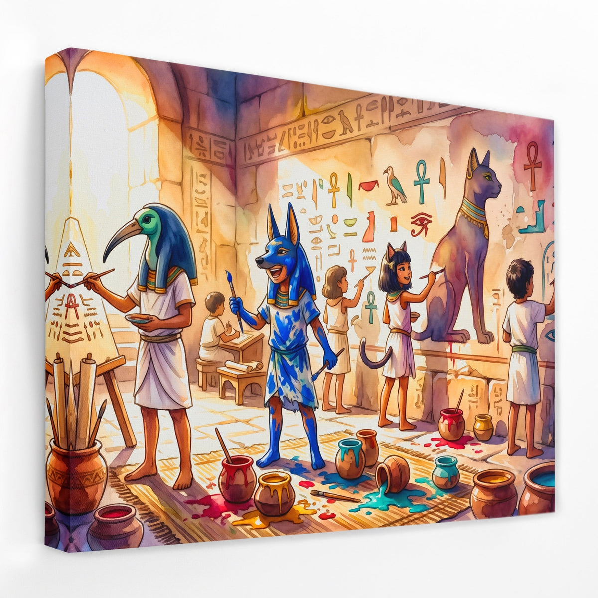 Egyptian Gods Workshop canvas wall art, room view
