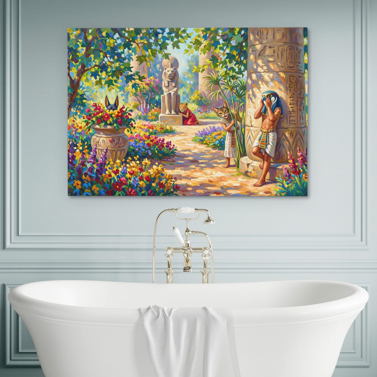 Egyptian Hide and Seek canvas wall art, room view