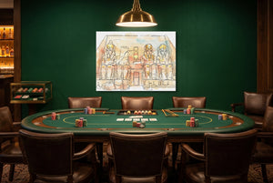 Egyptian Temple Golden — egyptian temple golden green table with chairs 1land flush print