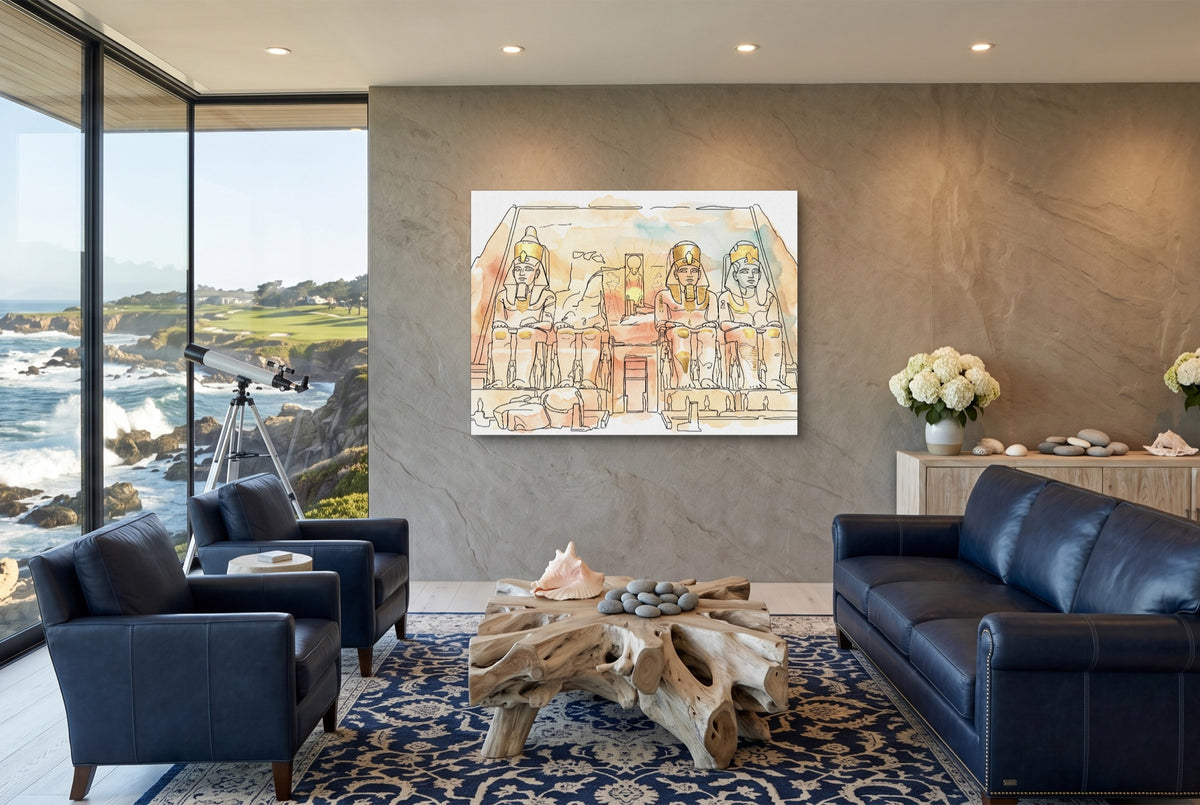 Egyptian Temple Golden — egyptian temple golden living room with ocean view 1land flush print