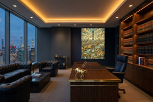 Eiffel Tower Golden City — eiffel tower golden city office with city view 4 1port flush print
