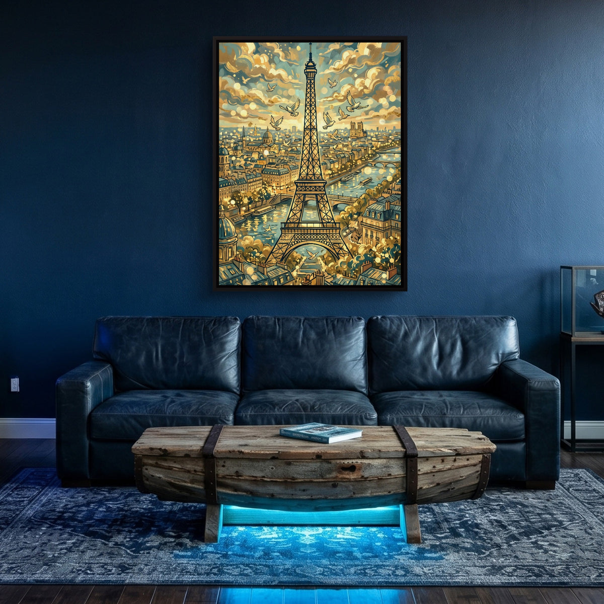 Eiffel Tower Golden City — eiffel tower golden city sq underwater den 1port framed black