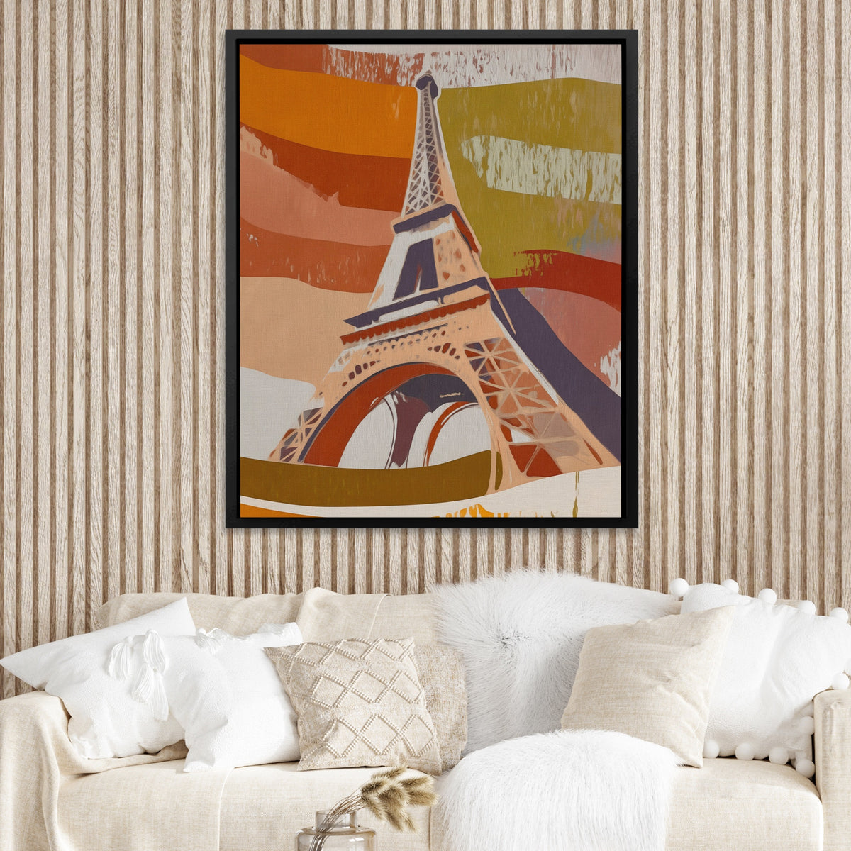 Eiffel Tower Sepia — Eiffel Tower Sepia Boojie Vibe Couch Close Up 60