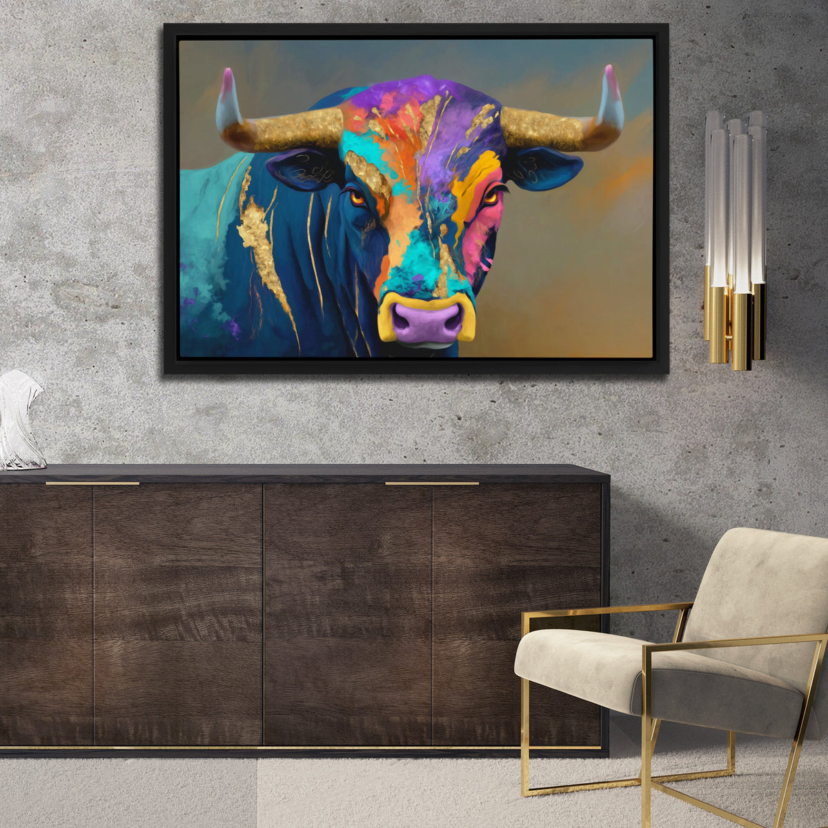 Electric Bull Portrait - Luxury Wall Art